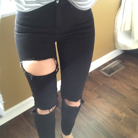 Topshop Denim - TOPSHOP Jamie destroyed black skinny jeans